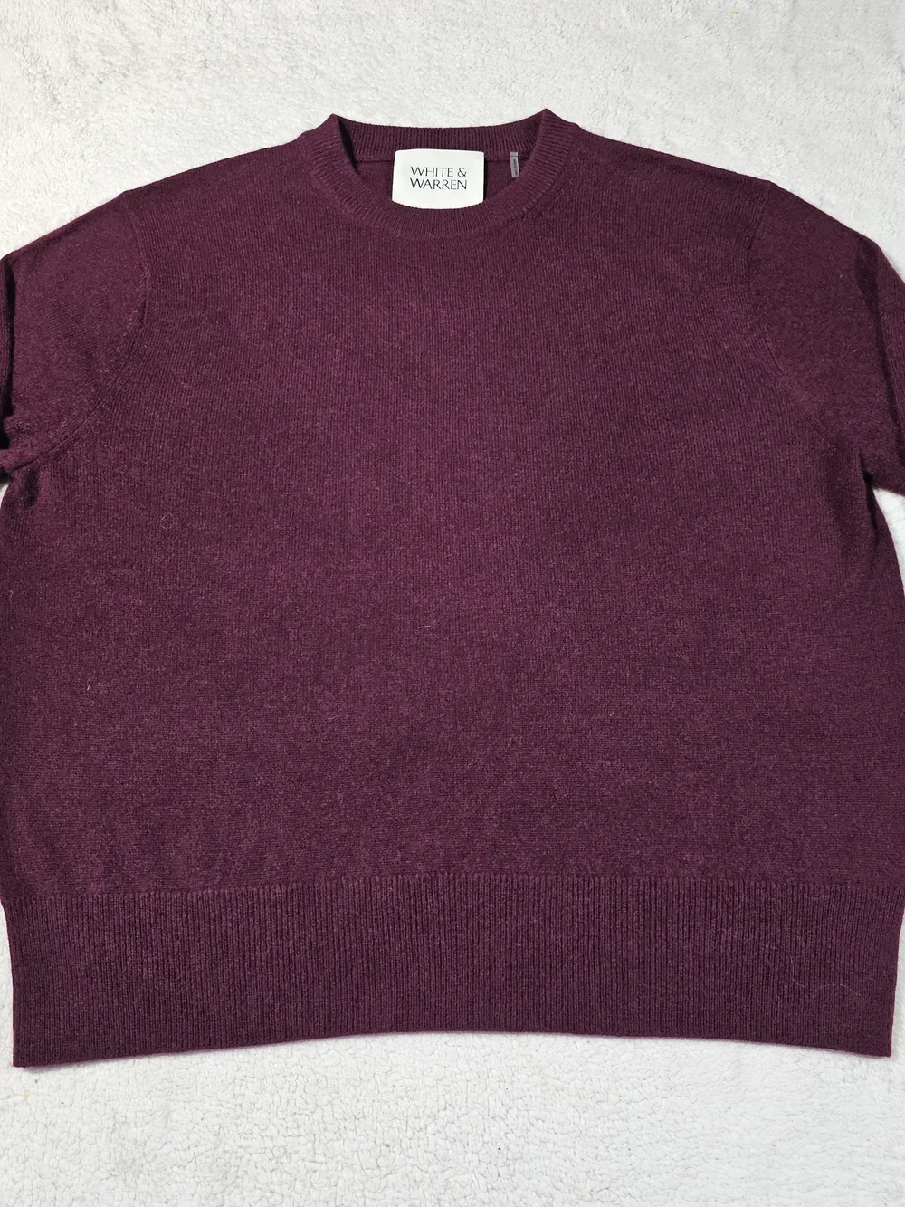 White + Warren Women's Crewneck Sweater - Wine 100% Cashmere.